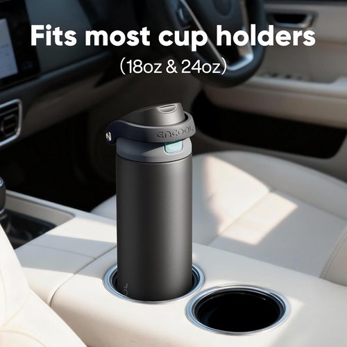 ENCOOL Insulated Water Bottle - Leakproof Dual-Sip Design | Keeps Drinks Cold All Day, 24 oz, Jet Black