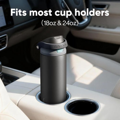 ENCOOL Insulated Water Bottle - Leakproof Dual-Sip Design | Keeps Drinks Cold All Day, 24 oz, Jet Black