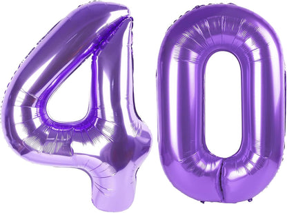 Purple Number 40 Balloon - 40 Inch 40th Birthday Decorations for Girls & Boys Party Supplies