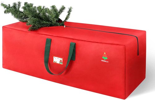 Christmas Tree Storage Bag - 7.5ft Waterproof Oxford Material with Durable Handles & Zipper | Protects from Moisture & Dust (Red)