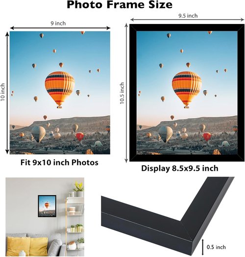 JCJMY 9x10 Picture Frame - Black Wall Mount or Tabletop Display | Shatter-Resistant Plexiglass