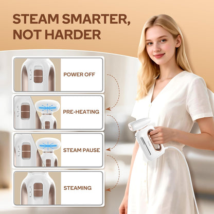 Newbealer Handheld Fabric Steamer - 850W Portable Wrinkle Remover with 30s Fast Heat-Up | 230ml Water Tank for Home & Travel