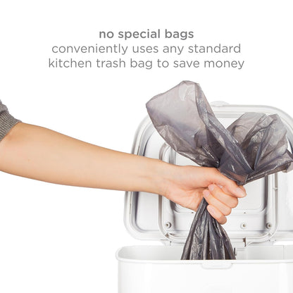 Ubbi Adult Diaper Pail - Steel Odor-Locking Design | No Special Bags Required, Modern White Finish