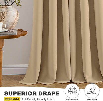 MIULEE Taupe Brown Blackout Curtains - Thermal Insulated Room Darkening Drapes | 54 Inch, 2 Panels