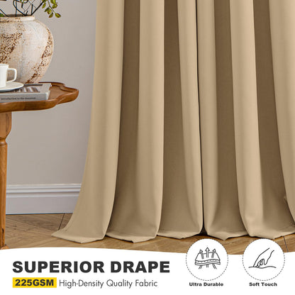 MIULEE Taupe Brown Blackout Curtains for Bedroom Living Room 54 Inches Long 2 Panels, Thermal Insulated Room Darkening Drapes Solid Grommet Noise Reduction Light Blocking Window Treatments 40x54 Inch
