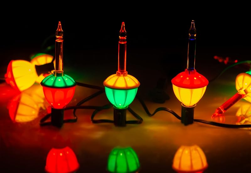 Bubble Light String 7 Bulbs, 7 ft, Candelabra Base, Multicolor Holiday Tree Lights