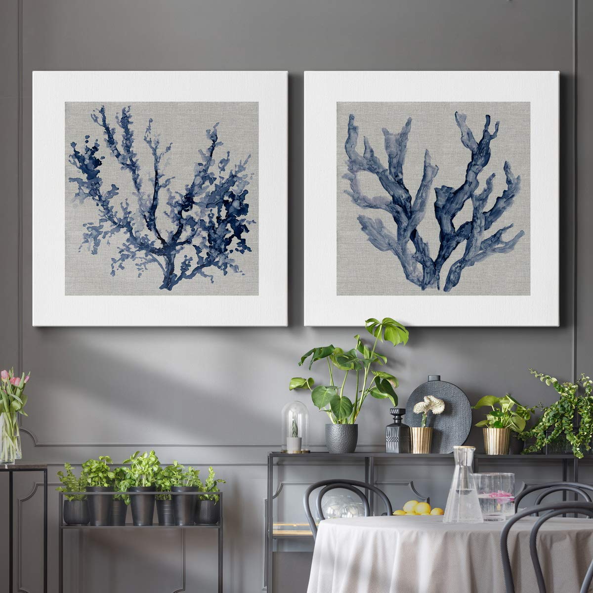 Renditions Gallery Linen Sea Coral III Wall Art, Premium Gallery Wrapped Canvas Decor, Ready to Hang, 16 in H x 16 in W, Made in America Print