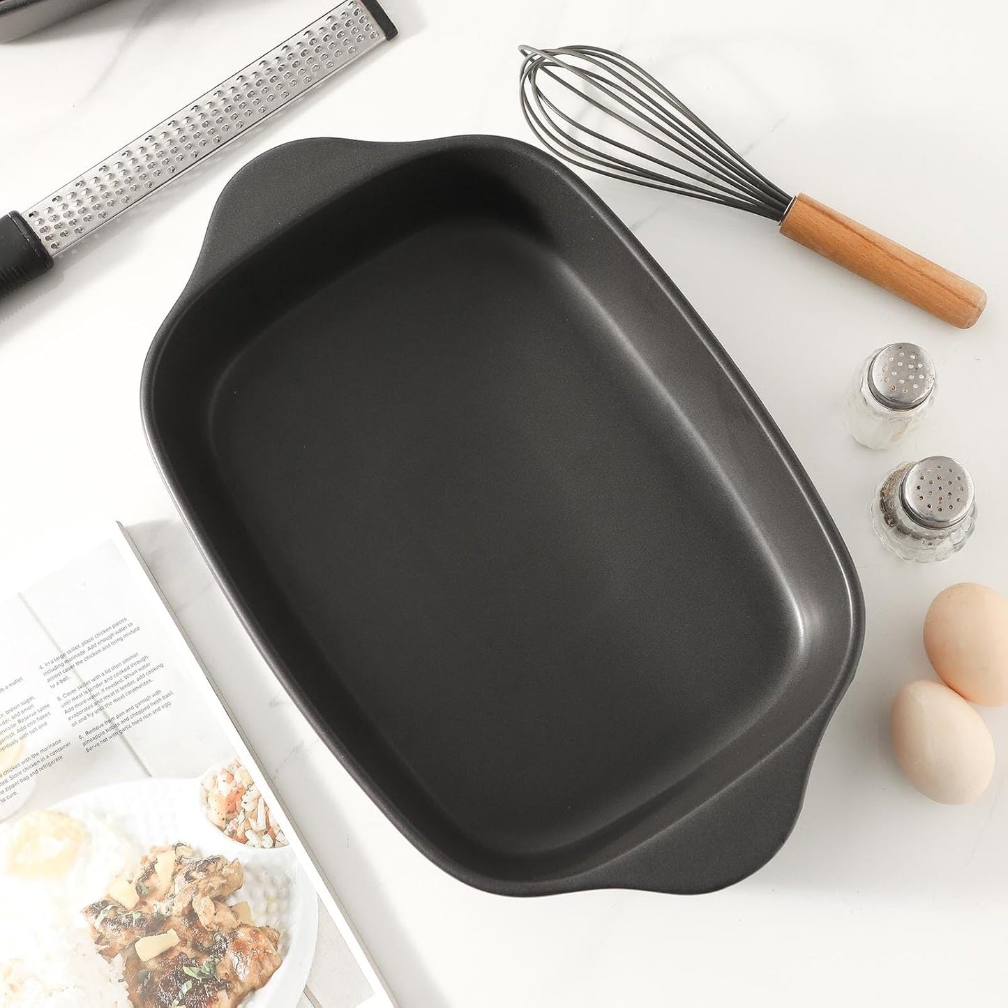 Regine Switzerland Casserole Dish Set - Ceramic Bakeware for Oven | 3 Deep Sizes: 0.63/1.8/4 QT - Matte Black