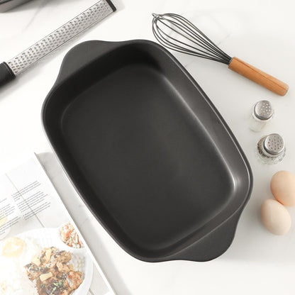 Regine Switzerland Casserole Dish Set - Ceramic Bakeware for Oven | 3 Deep Sizes: 0.63/1.8/4 QT - Matte Black