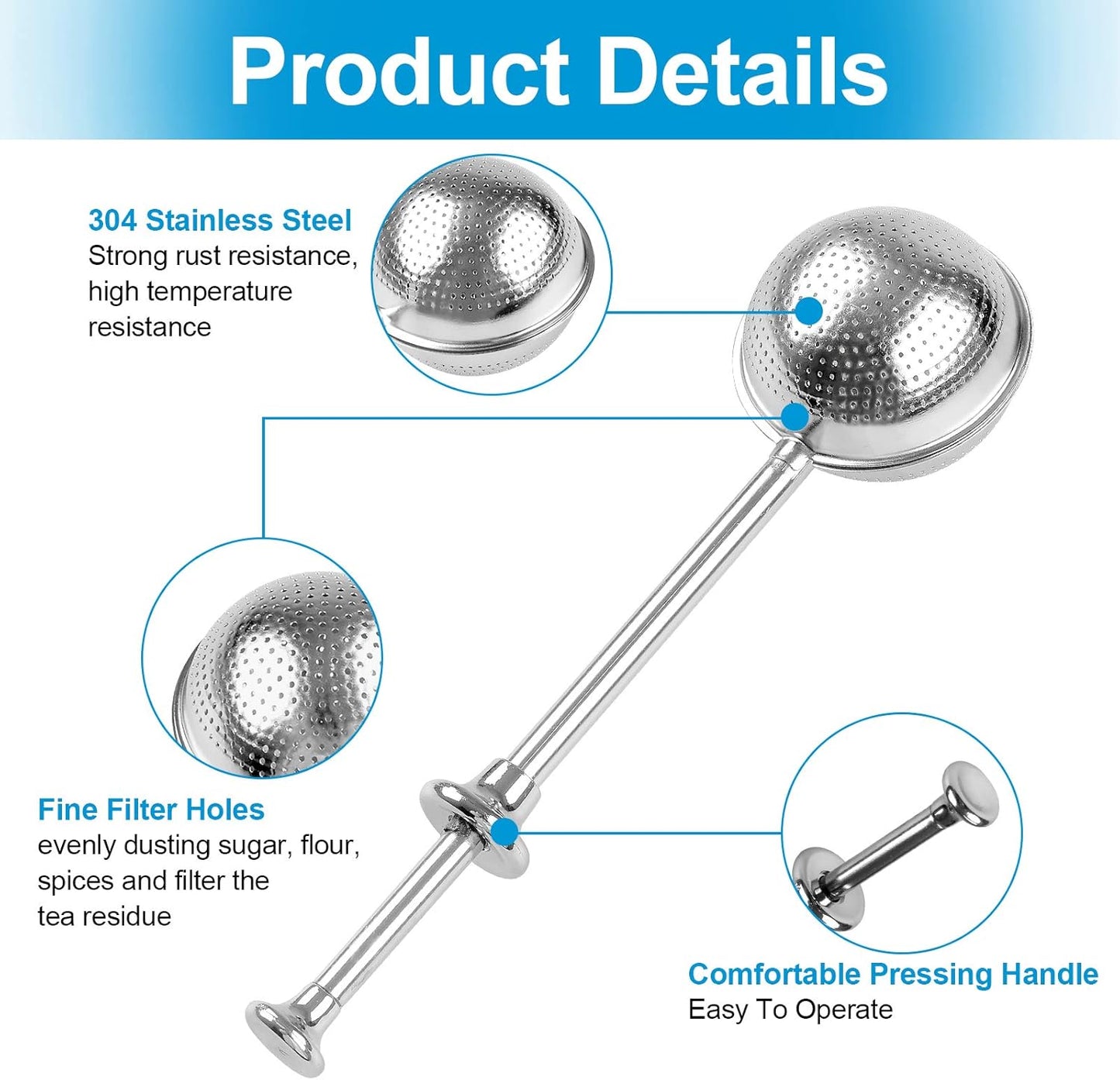 Skiennix Bakers Dusting Wand - Stainless Steel Flour Duster for Sugar & Spices | 2 Pcs Set