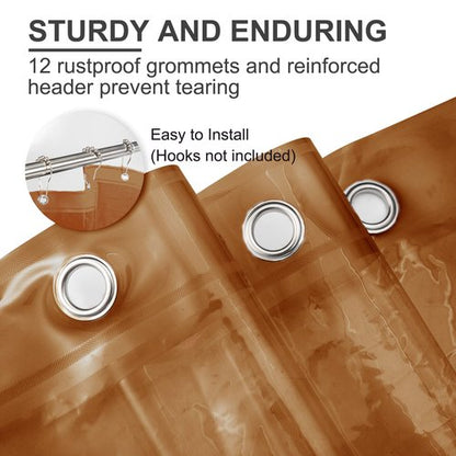 AmazerBath Transparent Brown Shower Curtain, 72x72, Lightweight Plastic, Waterproof Shower Liner for Bathroom with 3 Magnets and 12 Grommets