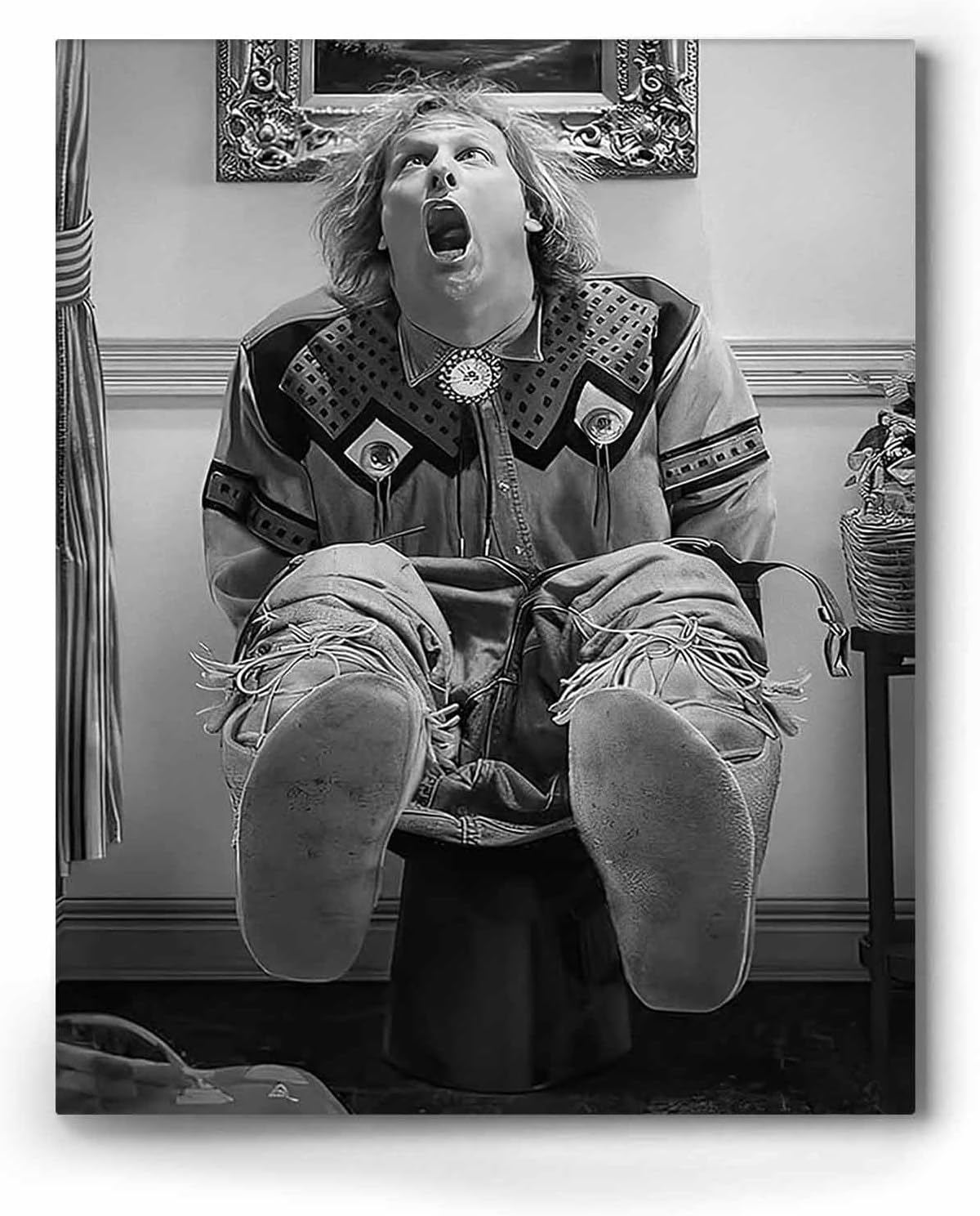 VYPEROCK Funny Framed Canvas Wall Art - Humorous Dumb and Dumber Poster for Bathroom | 8"x10" Modern Decor
