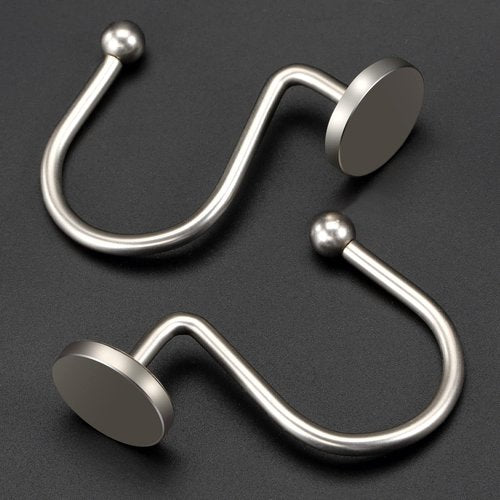 CHICTIE Nickel Shower Curtain Hooks, Rustproof Shower Curtain Rings for Bathroom, Metal Shower Hooks for Shower Curtain Rod, Modern Decorative Shower Curtain Hangers Set of 12, Round Heavy Duty Design