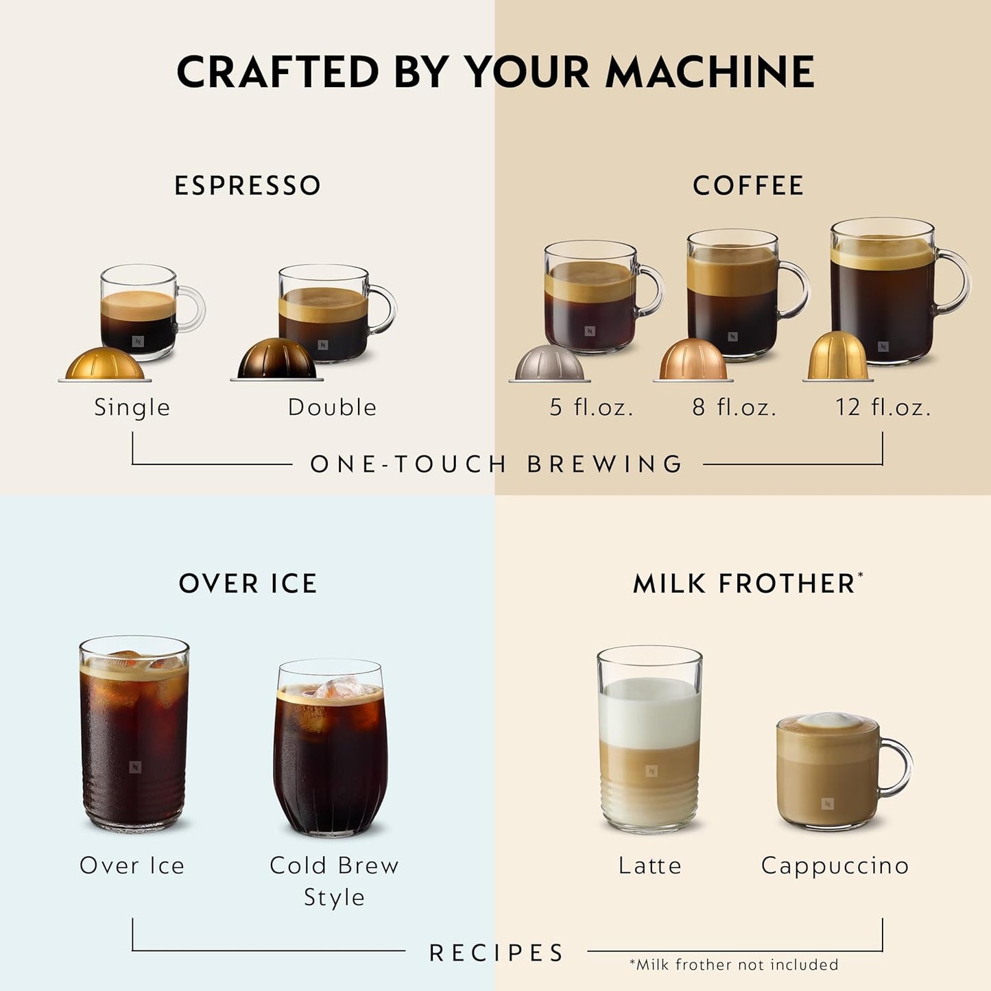 Breville Nespresso Vertuo Plus Deluxe Coffee & Espresso Maker - Titan with Aeroccino Frother