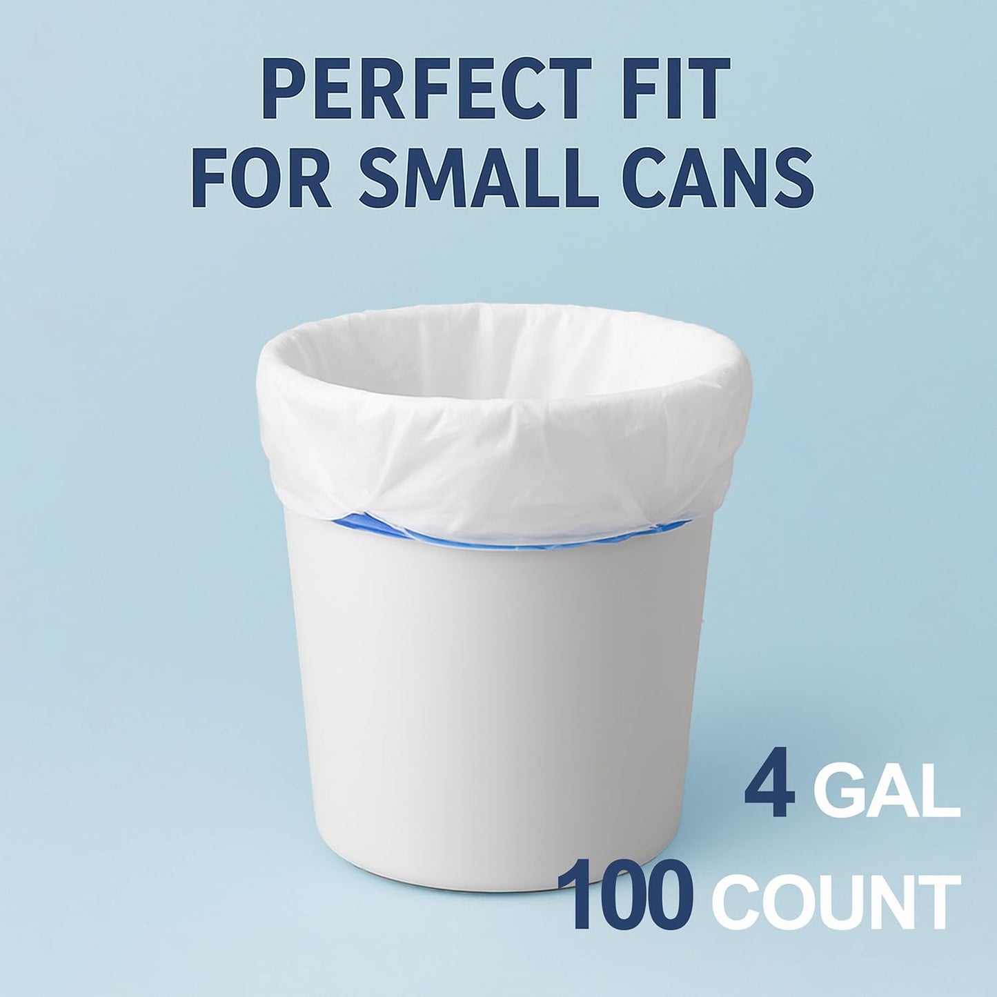 Regine Switzerland 4 Gallon Small Trash Bags - Strong Leak-Proof Drawstring Bin Liners, 100 Pack, White