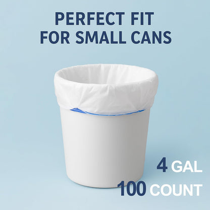 Regine Switzerland 4 Gallon Small Trash Bags - Strong Leak-Proof Drawstring Bin Liners, 100 Pack, White