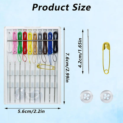 Yasdyri 10 Boxes Quick Fix Sewing Kit Pre Mini Threaded Needle Kit with Needles and Thread Box Each Box with 10 Pieces
