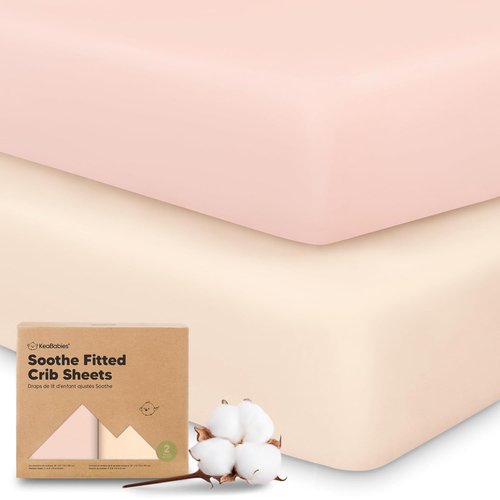 KeaBabies Organic Crib Sheets - 2-Pack Fitted Jersey Cotton for Boys & Girls | Soft, Breathable, Neutral Prints (52x28)