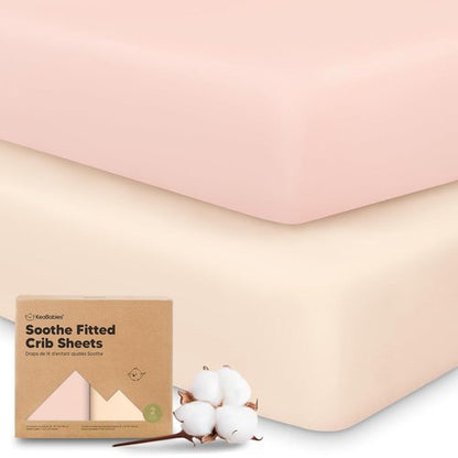 KeaBabies Organic Crib Sheets - 2-Pack Fitted Jersey Cotton for Boys & Girls | Soft, Breathable, Neutral Prints (52x28)
