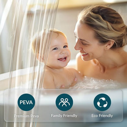 Titanker Clear Shower Curtain Liner, Premium PEVA Shower Liner Heavy Duty Waterproof Shower Curtains for Bathroom with Big Stones and Grommets, 72x72 Inches