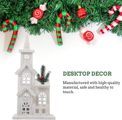 NUOBESTY Christmas LED Church Light House - Snow Scene Desktop Ornament for Holiday Home Decor