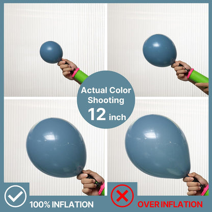 PartyWoo Slate Blue Balloons - 100-Piece Pack | 18, 12, 10, 5 Inch Sizes for Baby Shower & Birthday Decorations
