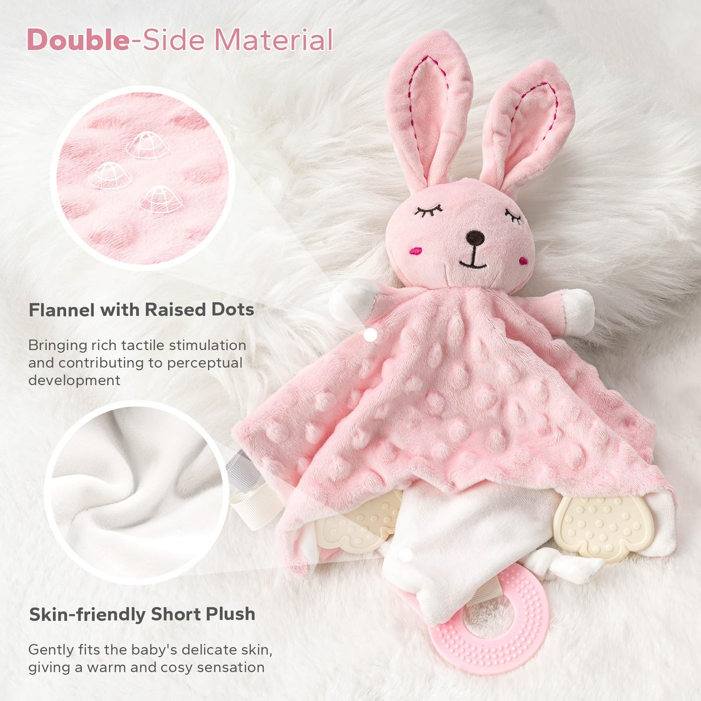 ZIGJOY Baby Security Blanket - Soft Bunny Lovey for Girls | Pink Infant & Toddler Gift