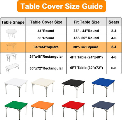 Stretchy Spandex Table Cover by [Brand Name] | 34" x 34" Ivory Fitted Tablecloth - Washable & Wrinkle-Resistant for Indoor/Outdoor Events