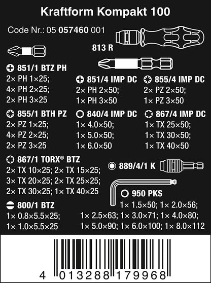 Wera 5057460001 | Kk 100 52-Piece Metric Compact Tool Pouch Set for Easy Organization