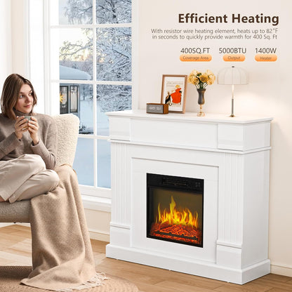 ROVSUN 43'' Electric Fireplace - Freestanding Heater with Timer & Adjustable Temperature | Realistic Flames for Home