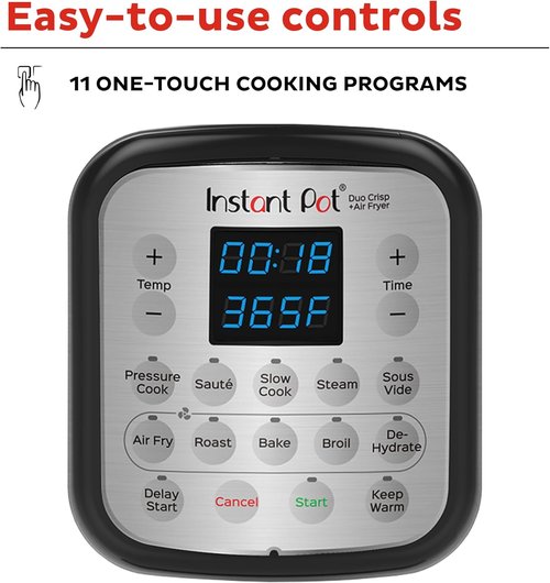 Instant Pot Duo Crisp 11-in-1 Air Fryer & Electric Pressure Cooker - 6 Quart with Free Recipe App