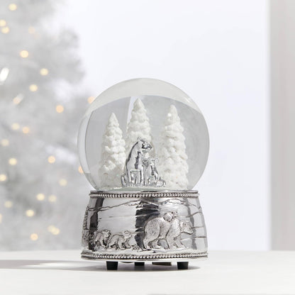 Reed And Barton Musical Snow Globe - North Pole Bound Polar Bears | Silver-Plated Winter Decor