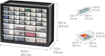IRIS USA 44-Drawer Organizer Cabinet - Stackable Storage for Screws, Nuts, Bolts & Crafts - Black