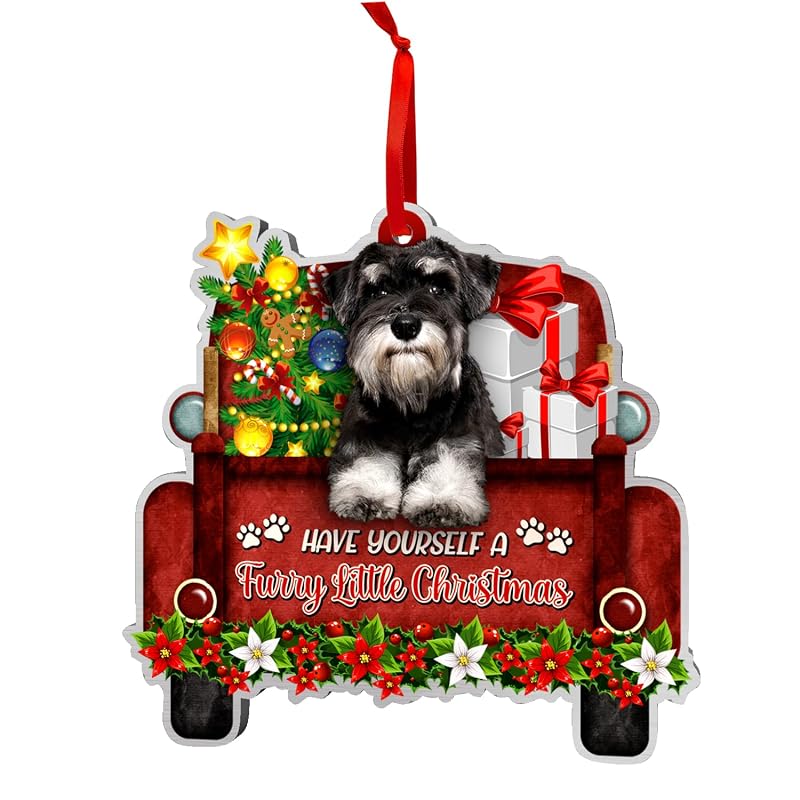 Schnauzer Car Ornament - Aluminum Christmas Tree Decoration for Schnauzer Lovers, Dog Mom/Dad - Variation: Schnauzer Car