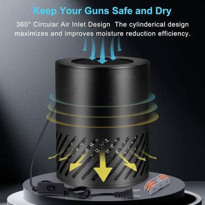 Skiennix Gun Safe Dehumidifier - Electric 360° Heating Air Dryer with Built-In Fan | Compact Design