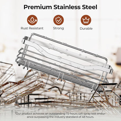 Orimade Shower Caddy | Wall-Mounted Storage Rack - Rust-Resistant Stainless Steel, Pack of 2 with 5 Hooks