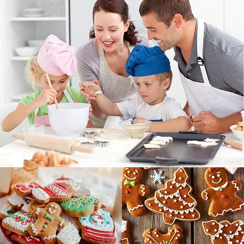 6Pcs Christmas Cookie Cutter Set - Stainless Steel Snowflake, Tree, Reindeer, Candy Cane, Gingerbread Man, Snowman (Variation: Christmas)