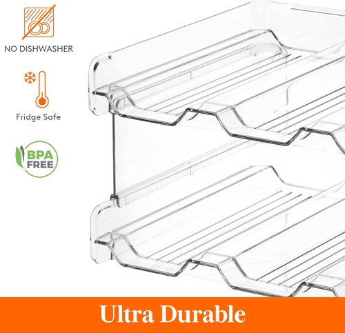 Lifewit Stackable Water Bottle Organizer - 2-Tier Plastic Holder for Bottles/Tumblers Up to 3.8" Diameter | Pantry & Countertop Storage (38 x 20 x 15 cm)