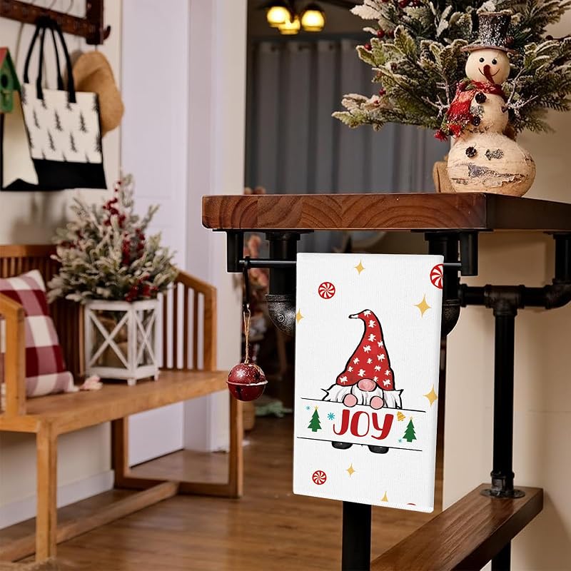 Christmas Kitchen Towels Gnomes Truck and Tree - 18x26 In - Red, 2 Pack Variation