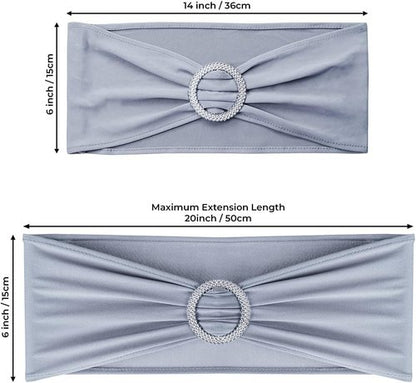 Babenest Spandex Chair Sashes - 50PCS Premium Stretch Covers with Buckle Slider for Weddings & Events | Grey