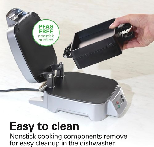 Hamilton Beach Sandwich Stacker - Customizable Hot Sandwich Maker with Built-In Timer | Non-Stick, Compact Design, Silver