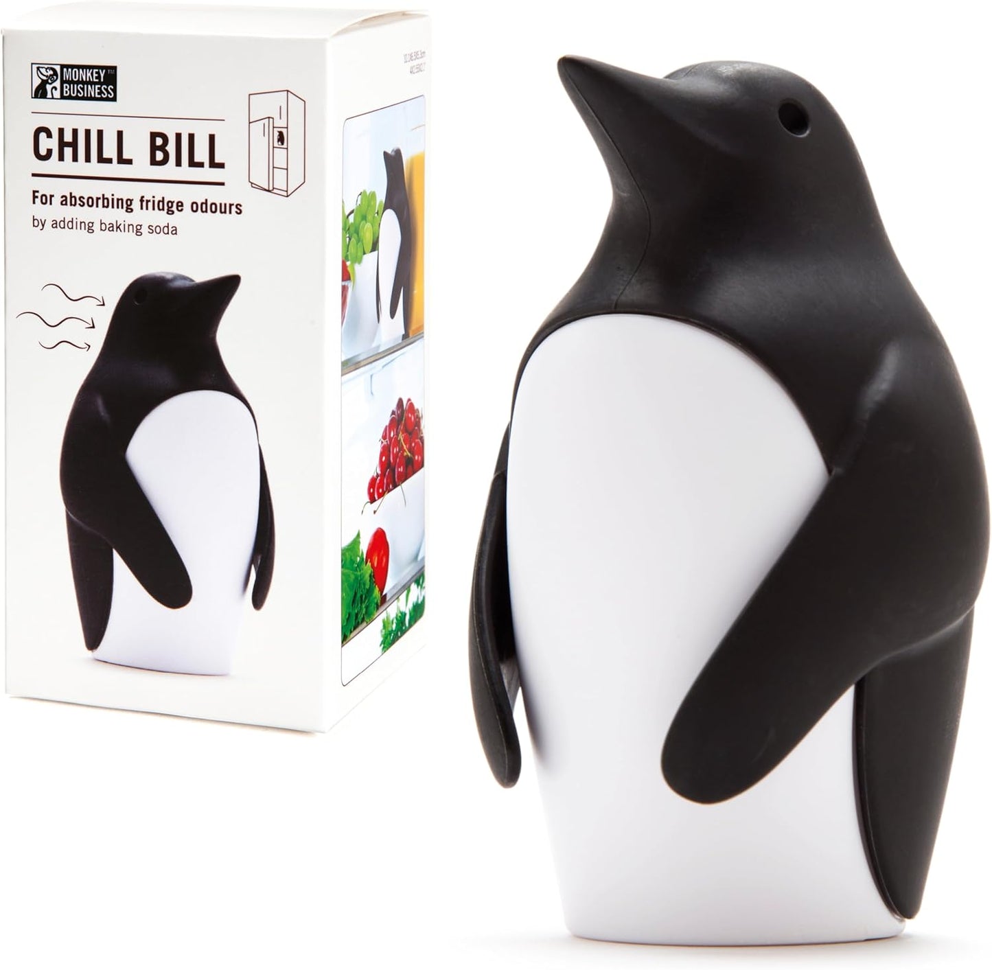 Monkey Business Chill Bill Refrigerator Deodorizer - Cute Baking Soda Container for Fresh Fridge | Kitchen Gadget
