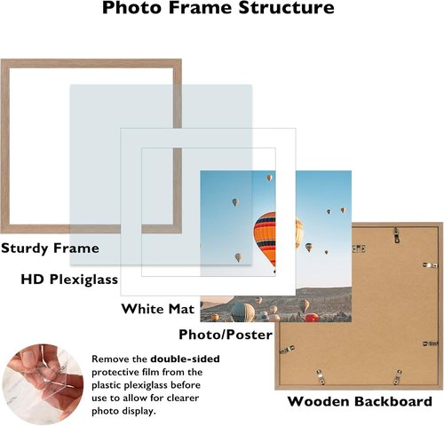JCJMY 18x18 Rustic Brown Picture Frame - Display 14x14 Photos with Mat or 18x18 Without Mat