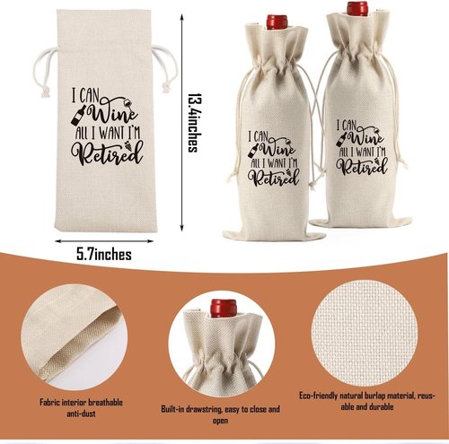 Funny Retirement Gifts for Woman Men Retirement Wine Gifts Bag Happy Retirement Party Decorations Retired Gifts Leaving Gifts for Coworkers Boss I Can Wine All I Want I'M Retired