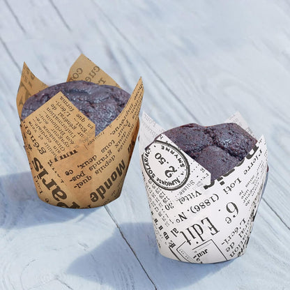 Tulip Cupcake Liners - 150 Pcs Greaseproof Parchment Baking Cups for Weddings & Parties