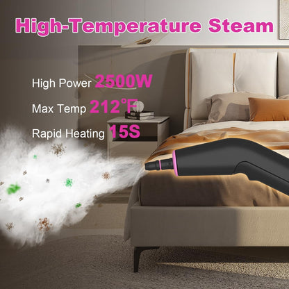 Skiennix Portable Steam Cleaner - 16-Piece Accessory Set | 6-Level Adjustable Heat-Up in 15 Seconds, Lightweight Design for Home & Car Detailing