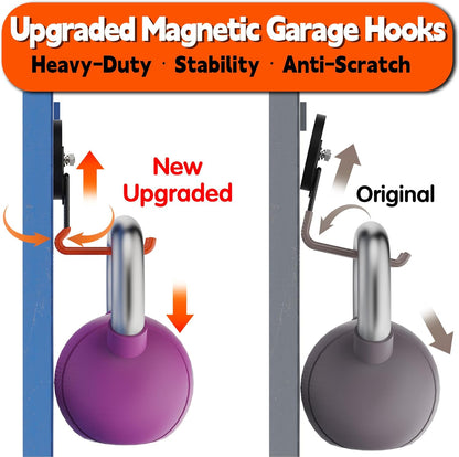ULIBERMAGNET Heavy Duty Magnetic Hooks - Strong 3.46 Inch Design for Cables, Tools & More | 2 Pack (Orange)