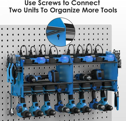 CCCEI Modular Power Tool Organizer - Wall Mount Charging Station & Heavy Duty Rack | Blue, 1 Pack