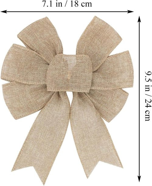 Burlap Wreath | Rustic Jute Bow Christmas Tree Topper Ornament for Weddings & Holiday Decor