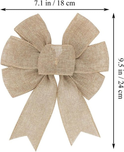 Burlap Wreath | Rustic Jute Bow Christmas Tree Topper Ornament for Weddings & Holiday Decor